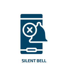 silent bell vector icon. silent bell, bell, silent filled icons from flat phoneset concept. Isolated black glyph icon, vector illustration symbol element for web design and mobile apps