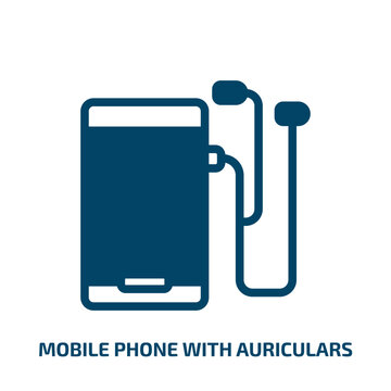 mobile phone with auriculars vector icon. mobile phone with auriculars, auricular, call filled icons from flat mobile phones concept. Isolated black glyph icon, vector illustration symbol element for