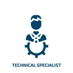 technical specialist vector icon. technical specialist, technical, specialist filled icons from flat support concept. Isolated black glyph icon, vector illustration symbol element for web design and