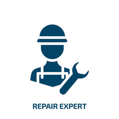 repair expert vector icon. repair expert, repair, expert filled icons from flat support concept. Isolated black glyph icon, vector illustration symbol element for web design and mobile apps