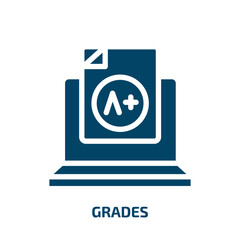 grades vector icon. grades, grade, education filled icons from flat online learning concept. Isolated black glyph icon, vector illustration symbol element for web design and mobile apps
