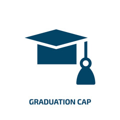 graduation cap vector icon. graduation cap, education, graduation filled icons from flat online learning concept. Isolated black glyph icon, vector illustration symbol element for web design and