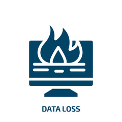 data loss vector icon. data loss, data, loss filled icons from flat data organization concept. Isolated black glyph icon, vector illustration symbol element for web design and mobile apps