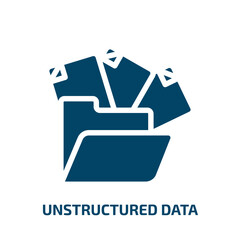 unstructured data vector icon. unstructured data, technology, data filled icons from flat data organization concept. Isolated black glyph icon, vector illustration symbol element for web design and
