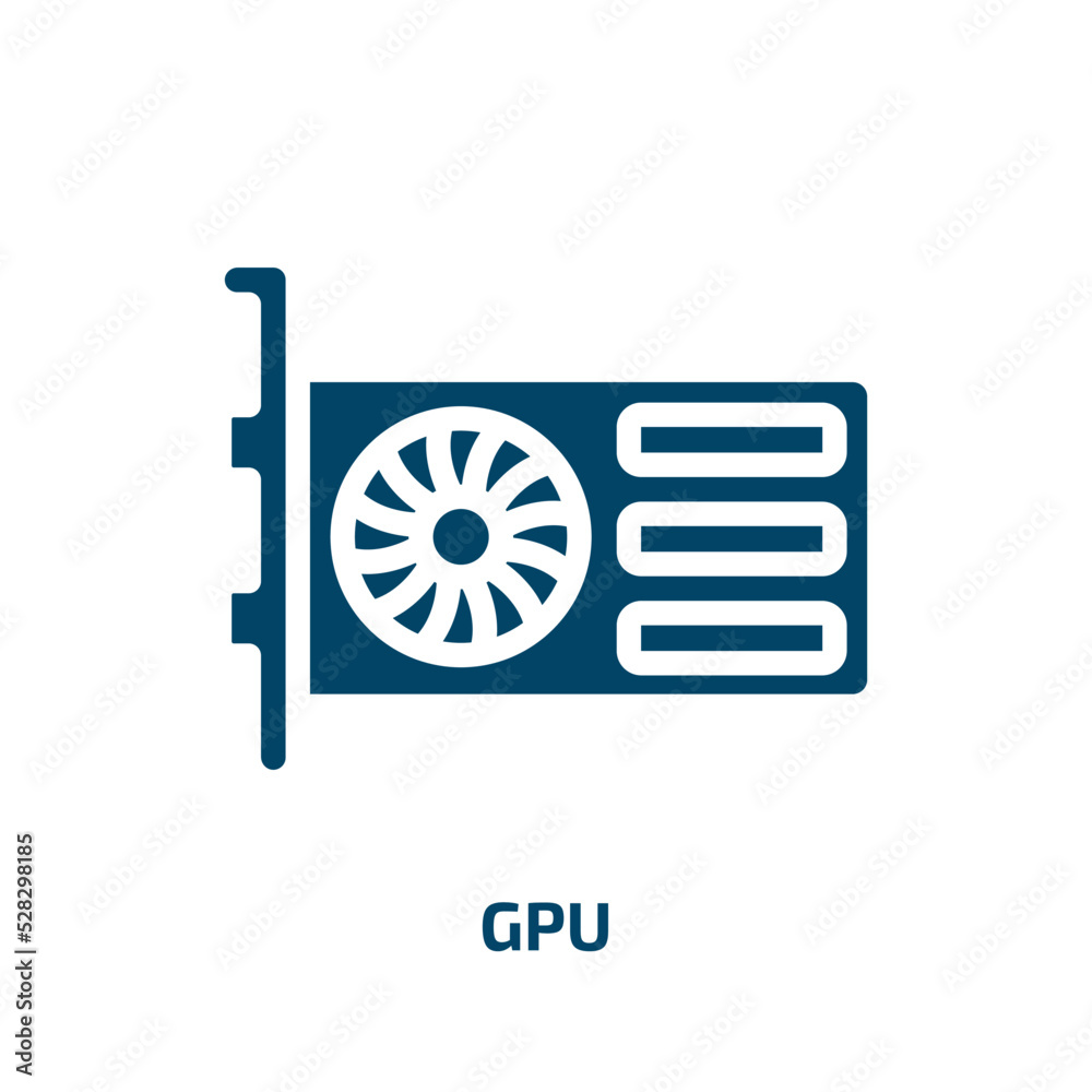 Poster gpu vector icon. gpu, data, cpu filled icons from flat computer device concept. isolated black glyph
