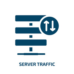 server traffic vector icon. server traffic, traffic, server filled icons from flat network architecture concept. Isolated black glyph icon, vector illustration symbol element for web design and mobile