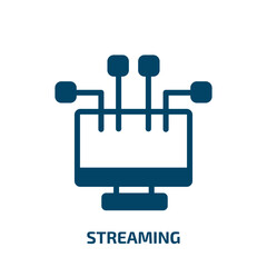 streaming vector icon. streaming, media, play filled icons from flat computer technology concept. Isolated black glyph icon, vector illustration symbol element for web design and mobile apps