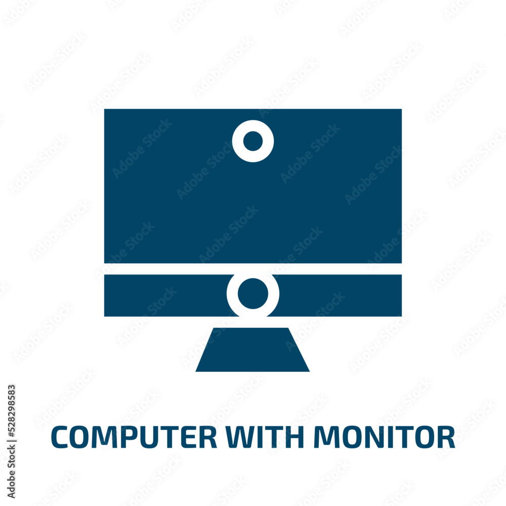 Poster computer with monitor vector icon. computer with monitor, computer, monitor filled icons from flat m
