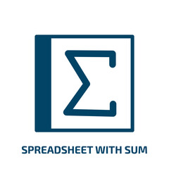 spreadsheet with sum symbol vector icon. spreadsheet with sum symbol, sum, spreadsheet filled icons from flat computer and media concept. Isolated black glyph icon, vector illustration symbol element