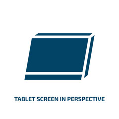 tablet screen in perspective vector icon. tablet screen in perspective, screen, tablet filled icons from flat modern screen concept. Isolated black glyph icon, vector illustration symbol element for