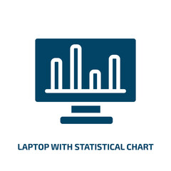 laptop with statistical chart vector icon. laptop with statistical chart, infographic, laptop filled icons from flat computer and media concept. Isolated black glyph icon, vector illustration symbol