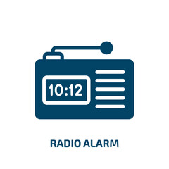 radio alarm vector icon. radio alarm, radio, technology filled icons from flat material devices concept. Isolated black glyph icon, vector illustration symbol element for web design and mobile apps