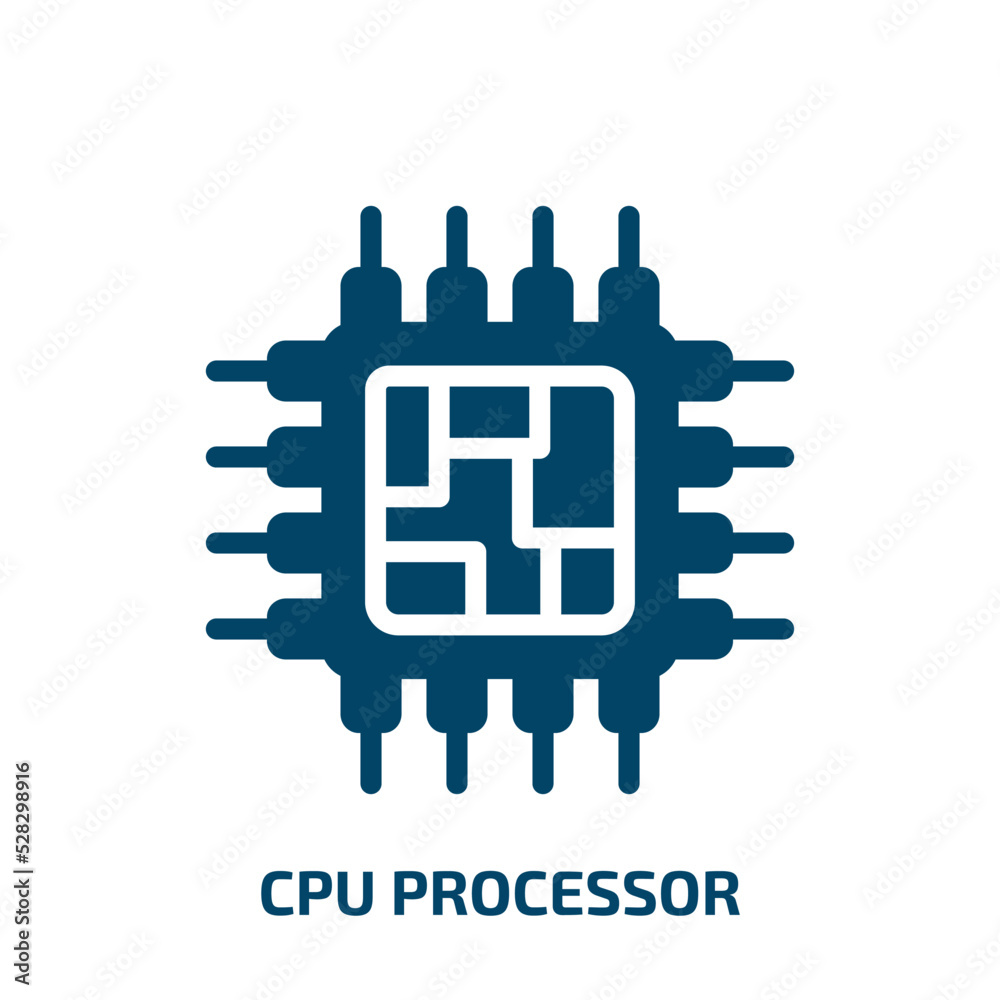 Poster cpu processor vector icon. cpu processor, cpu, processor filled icons from flat electronic devices f