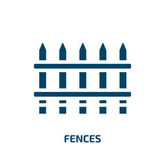 fences vector icon. fences, protection, barrier filled icons from flat construction concept. Isolated black glyph icon, vector illustration symbol element for web design and mobile apps