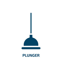 plunger vector icon. plunger, clean, home filled icons from flat tools concept. Isolated black glyph icon, vector illustration symbol element for web design and mobile apps