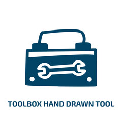 toolbox hand drawn tool vector icon. toolbox hand drawn tool, repair, instrument filled icons from flat hand drawn construction concept. Isolated black glyph icon, vector illustration symbol element