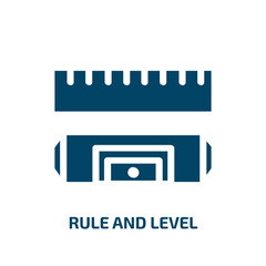 Fototapeta premium rule and level vector icon. rule and level, level, rule filled icons from flat do it yourself concept. Isolated black glyph icon, vector illustration symbol element for web design and mobile apps