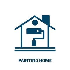 painting home vector icon. painting home, house, home filled icons from flat do it yourself concept. Isolated black glyph icon, vector illustration symbol element for web design and mobile apps