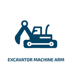 excavator machine arm vector icon. excavator machine arm, excavator, industry filled icons from flat construction concept. Isolated black glyph icon, vector illustration symbol element for web design