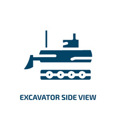 excavator side view vector icon. excavator side view, loader, equipment filled icons from flat construction concept. Isolated black glyph icon, vector illustration symbol element for web design and