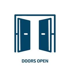 doors open vector icon. doors open, door, open filled icons from flat constructicons concept. Isolated black glyph icon, vector illustration symbol element for web design and mobile apps