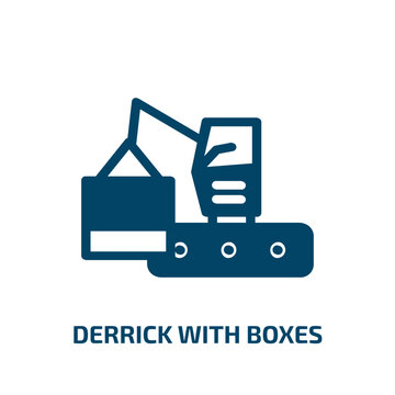 derrick with boxes vector icon. derrick with boxes, box, derrick filled icons from flat constructicons concept. Isolated black glyph icon, vector illustration symbol element for web design and mobile