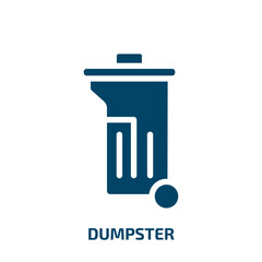 dumpster vector icon. dumpster, waste, trash filled icons from flat housekeeping concept. Isolated black glyph icon, vector illustration symbol element for web design and mobile apps