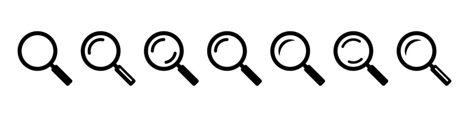 Magnifying glass icon. Search icon, vector magnifier or loupe sign.