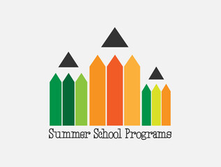 Summer School Program Pencil Building Education Poster Architecture