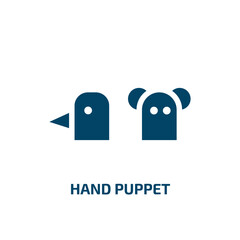 hand puppet vector icon. hand puppet, hand, puppet filled icons from flat kindergarten concept. Isolated black glyph icon, vector illustration symbol element for web design and mobile apps