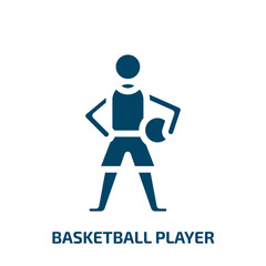 basketball player vector icon. basketball player, basketball, game filled icons from flat education concept. Isolated black glyph icon, vector illustration symbol element for web design and mobile