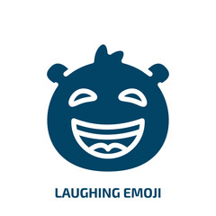 laughing emoji vector icon. laughing emoji, smile, laugh filled icons from flat emoji concept. Isolated black glyph icon, vector illustration symbol element for web design and mobile apps