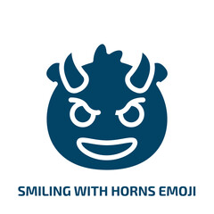 smiling with horns emoji vector icon. smiling with horns emoji, happy, smile filled icons from flat emoji concept. Isolated black glyph icon, vector illustration symbol element for web design and