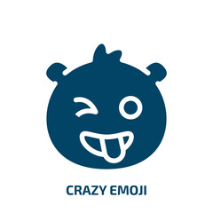 crazy emoji vector icon. crazy emoji, happy, smile filled icons from flat emoji concept. Isolated black glyph icon, vector illustration symbol element for web design and mobile apps