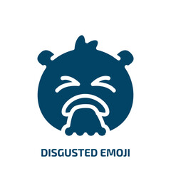 disgusted emoji vector icon. disgusted emoji, cute, face filled icons from flat emoji concept. Isolated black glyph icon, vector illustration symbol element for web design and mobile apps