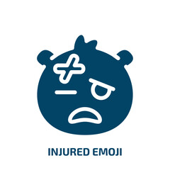 injured emoji vector icon. injured emoji, character, injured filled icons from flat emoji concept. Isolated black glyph icon, vector illustration symbol element for web design and mobile apps