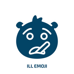 ill emoji vector icon. ill emoji, sick, emoticon filled icons from flat emoji concept. Isolated black glyph icon, vector illustration symbol element for web design and mobile apps