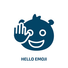 hello emoji vector icon. hello emoji, hello, goodbye filled icons from flat emoji concept. Isolated black glyph icon, vector illustration symbol element for web design and mobile apps