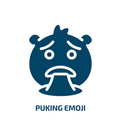 Fototapeta premium puking emoji vector icon. puking emoji, puke, sick filled icons from flat emoji concept. Isolated black glyph icon, vector illustration symbol element for web design and mobile apps