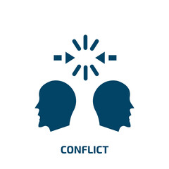 conflict vector icon. conflict, human, aggression filled icons from flat psychology concept. Isolated black glyph icon, vector illustration symbol element for web design and mobile apps