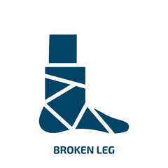 broken leg vector icon. broken leg, medical, fracture filled icons from flat physiotherapy concept. Isolated black glyph icon, vector illustration symbol element for web design and mobile apps