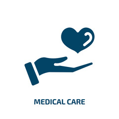 medical care vector icon. medical care, care, medicine filled icons from flat biochemistry and medicine healthcare concept. Isolated black glyph icon, vector illustration symbol element for web design