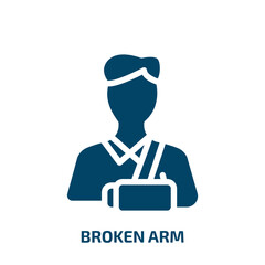 broken arm vector icon. broken arm, broken, arm filled icons from flat health concept. Isolated black glyph icon, vector illustration symbol element for web design and mobile apps