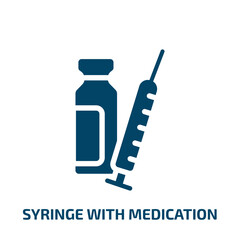 syringe with medication vector icon. syringe with medication, drug, pharmacy filled icons from flat medicine concept. Isolated black glyph icon, vector illustration symbol element for web design and