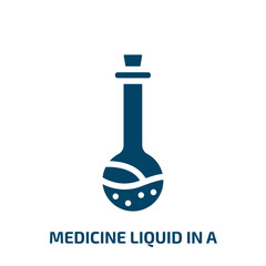 medicine liquid in a test tube glass vector icon. medicine liquid in a test tube glass, research, glass filled icons from flat medicine concept. Isolated black glyph icon, vector illustration symbol