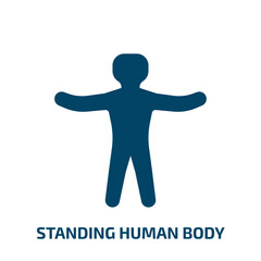 standing human body silhouette vector icon. standing human body silhouette, body, human filled icons from flat body parts concept. Isolated black glyph icon, vector illustration symbol element for web