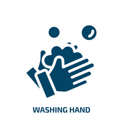 washing hand vector icon. washing hand, wash, medical filled icons from flat hygiene routine concept. Isolated black glyph icon, vector illustration symbol element for web design and mobile apps