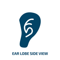 ear lobe side view vector icon. ear lobe side view, audition, organ filled icons from flat body parts concept. Isolated black glyph icon, vector illustration symbol element for web design and mobile