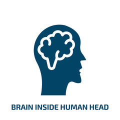 brain inside human head vector icon. brain inside human head, head, human filled icons from flat body parts concept. Isolated black glyph icon, vector illustration symbol element for web design and