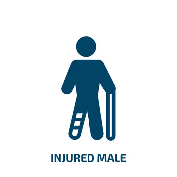 injured male vector icon. injured male, person, male filled icons from flat disabled people concept. Isolated black glyph icon, vector illustration symbol element for web design and mobile apps
